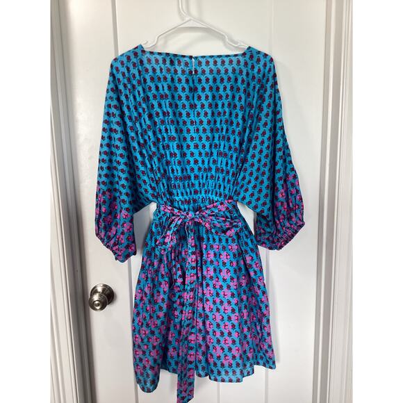J. Crew Women's Dolman-Sleeve Mini Dress in Layered Block Print Blue Size Small - Picture 8 of 15